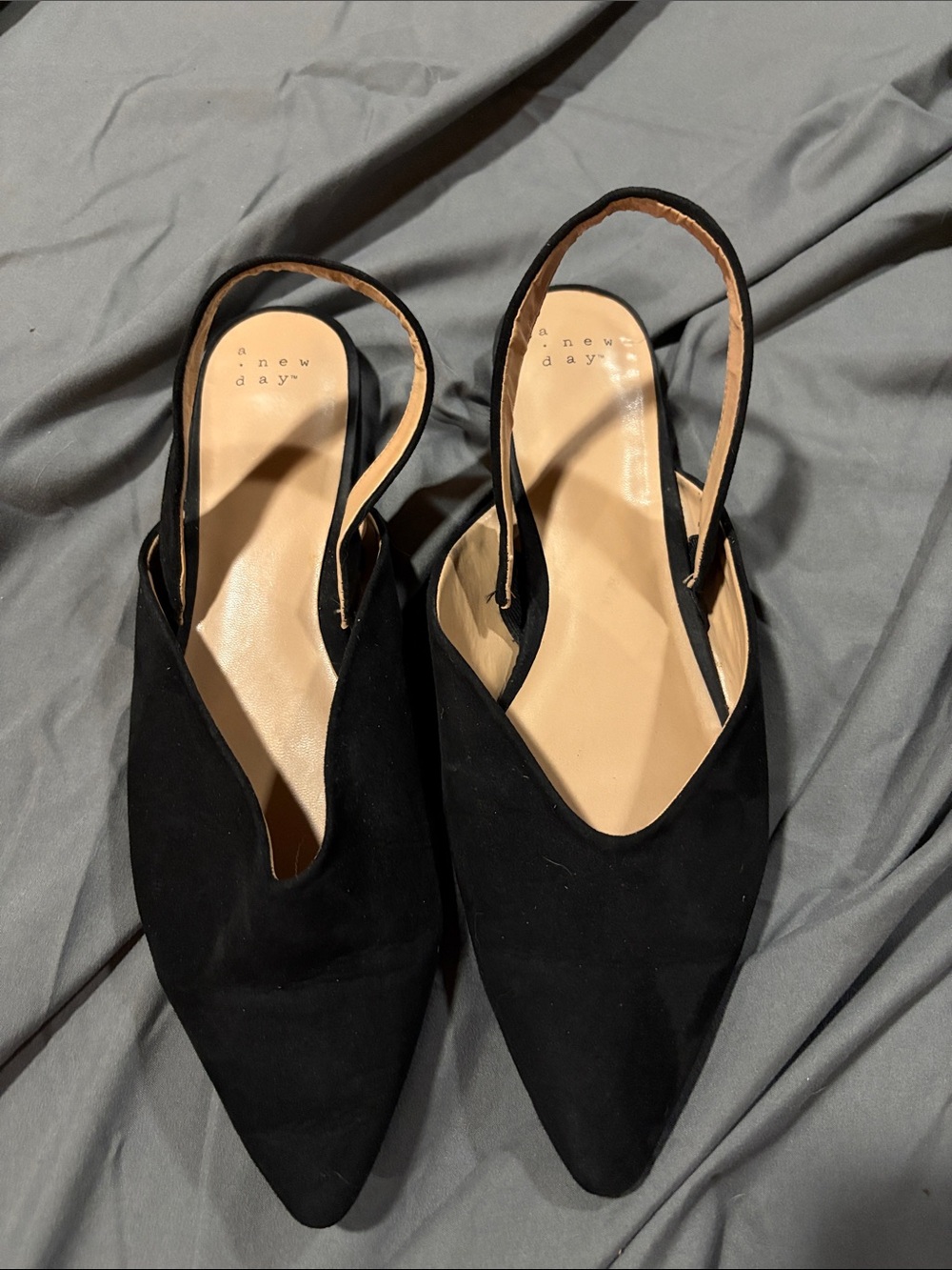 a new day Black Pointed Slingback Flats